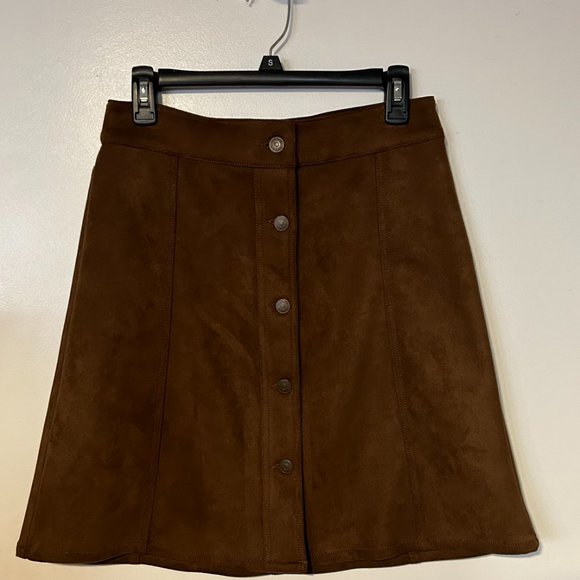 Chaps Suede A-Line Skirt - Picture 2 of 7